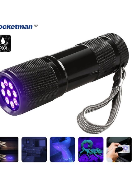 Uv Işık El Feneri 9 LED Ultraviyole Mor Işık Para Döviz Banknot Kimlik Kontrol Cihazı fırsatları