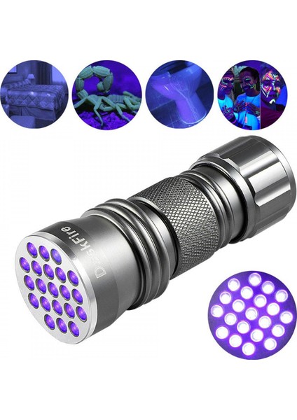 Uv Işık El Feneri 21 LED Ultraviyole Mor Işık Para Leke Kontrol