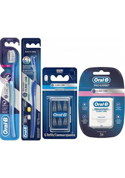 Pro Expert Clinic Diş Ipi + Arayüz Fırçası + Arayüz 6`lı Yedek Başlık + Ortodontik Diş Fırçası