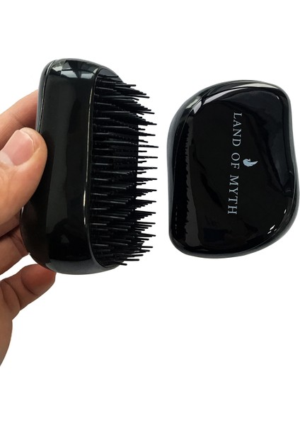 - LOM1246 Compact Detangling Brush To Go - Çanta Tipi Kapaklı Saç Açma Tarama Fırçası - Black