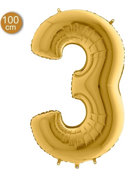 Rakam Balon Folyo 100 cm Gold 3