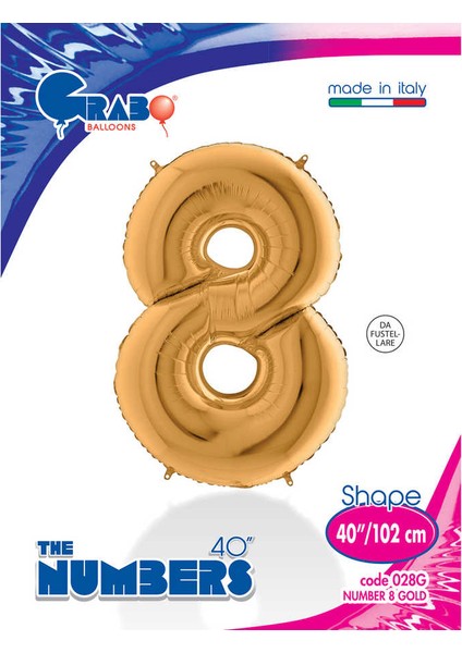 Rakam Balon Folyo 100 cm Gold 8