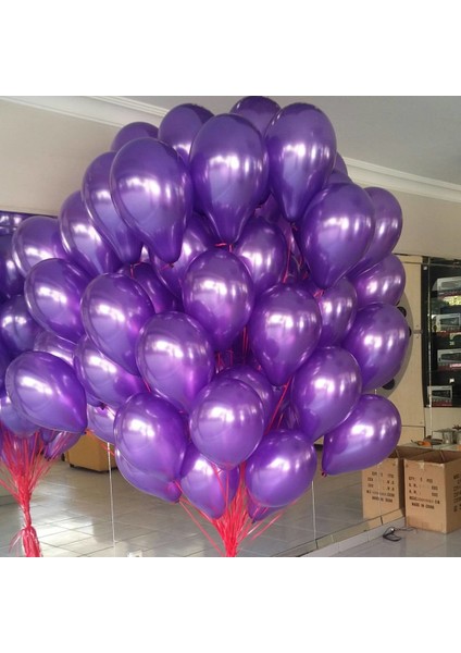 Mor Metalik Balon 10 Adet