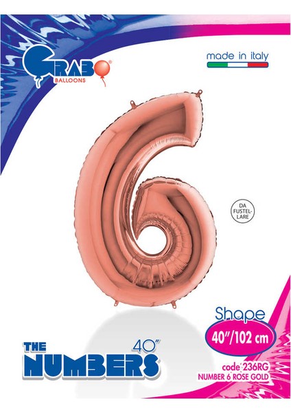 Rakam Balon Folyo 100 cm Rose Gold 6