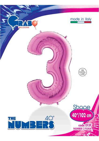 Rakam Balon Folyo 100 cm Fuşya 3