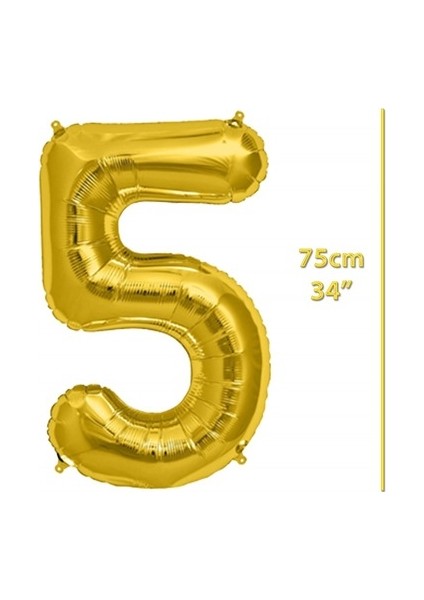 Rakam Balon Folyo Orta Boy 75 cm Gold 5