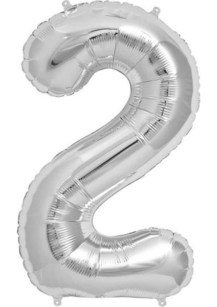 Rakam Balon Folyo Orta Boy 75 cm Gümüş 2