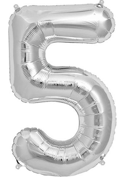 Rakam Balon Folyo Orta Boy 75 cm Gümüş 5