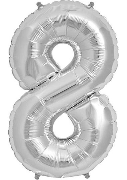 Rakam Balon Folyo Orta Boy 75 cm Gümüş 8