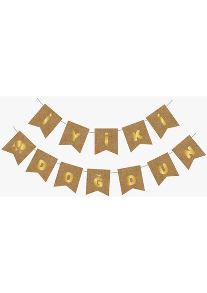 Iyi Ki Doğdun Yazısı Kraft Üzerine Gold