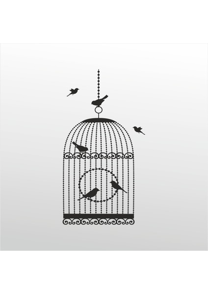 Folyo Sticker Kuş Kafesi 108 70 cm Uzunluk Dekoratif Sticker