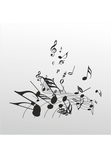 Folyo Sticker Müzik Notaları 102 70 cm Uzunluk Dekoratif Sticker