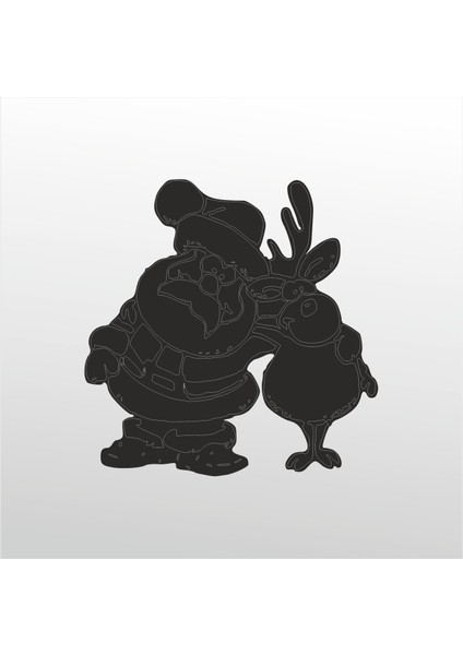 Folyo Sticker Noel Baba ve Yol Arkadaşı 50 cm Uzunluk Dekoratif Sticker