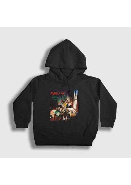 Unisex Çocuk Siyah Tear Marillion Kapüşonlu Sweatshirt