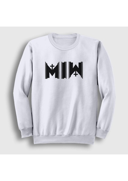 Unisex Beyaz Miw Motionless In White Sweatshirt