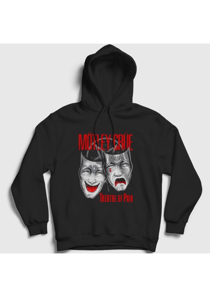 Unisex Siyah Theatre Mötley Crüe Kapüşonlu Sweatshirt