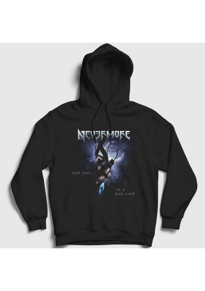 Unisex Siyah Dead Nevermore Kapüşonlu Sweatshirt