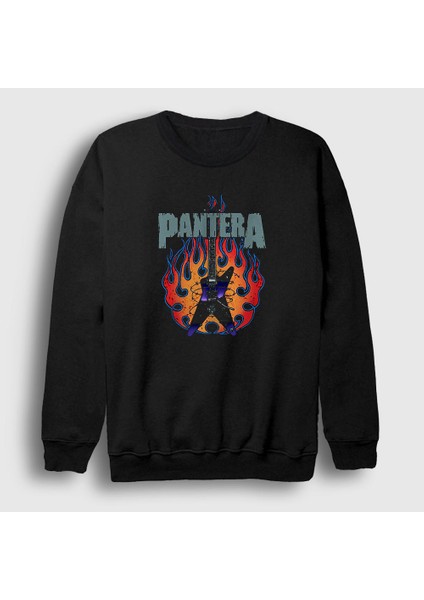 Unisex Siyah Guitar Pantera Sweatshirt