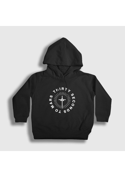 Unisex Çocuk Siyah Circle 30 Seconds To Mars Kapüşonlu Sweatshirt