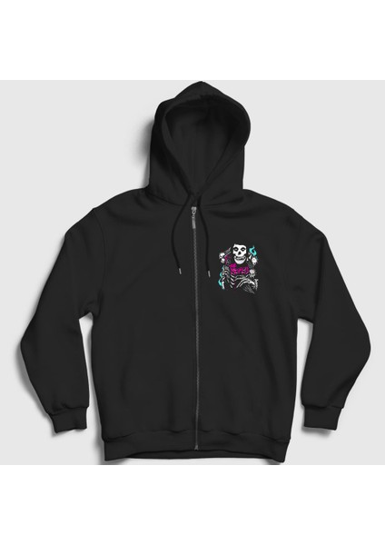 Unisex Siyah Ghost The Misfits Fermuarlı Kapüşonlu Sweatshirt