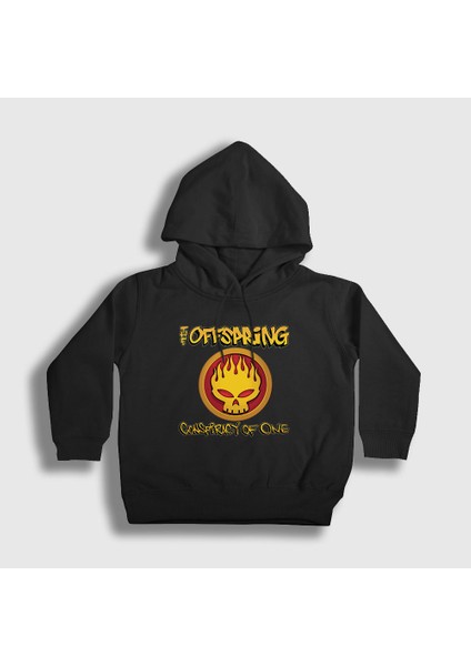 Unisex Çocuk Siyah Conspiracy The Offspring Kapüşonlu Sweatshirt