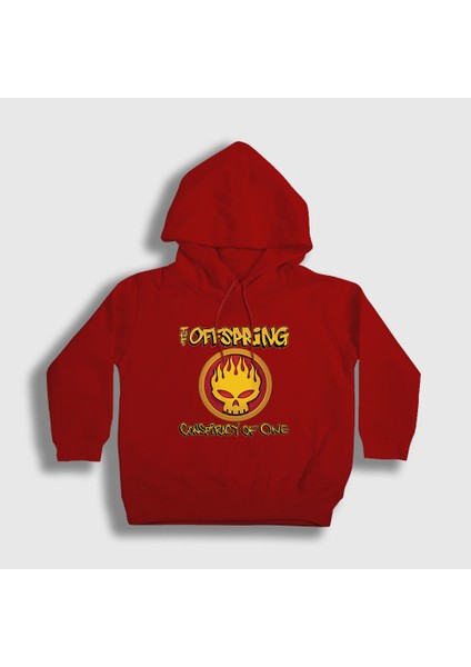 Unisex Çocuk Kırmızı Conspiracy The Offspring Kapüşonlu Sweatshirt