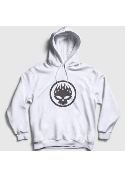 Unisex Beyaz Logo The Offspring Kapüşonlu Sweatshirt