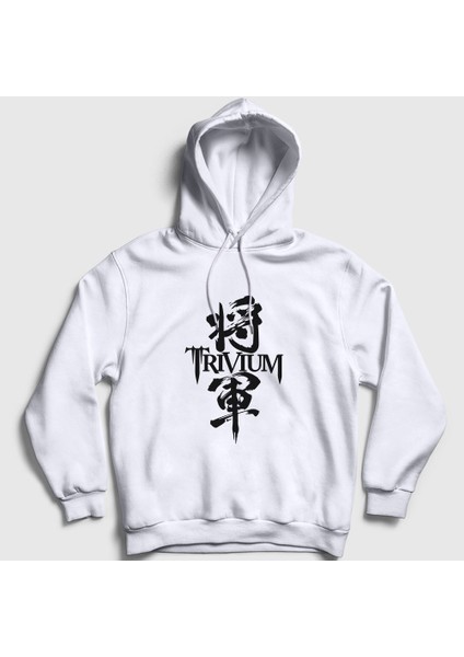 Unisex Beyaz Shogun Trivium Kapüşonlu Sweatshirt