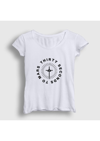 Kadın Beyaz Circle 30 Seconds To Mars T-Shirt