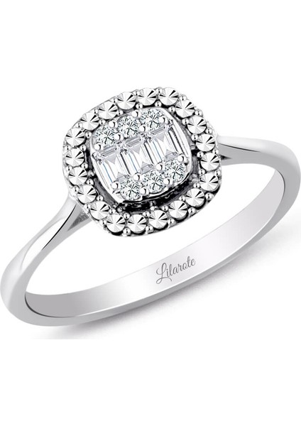 0.12 Ct Baget Kare Tek Taş Yüzük