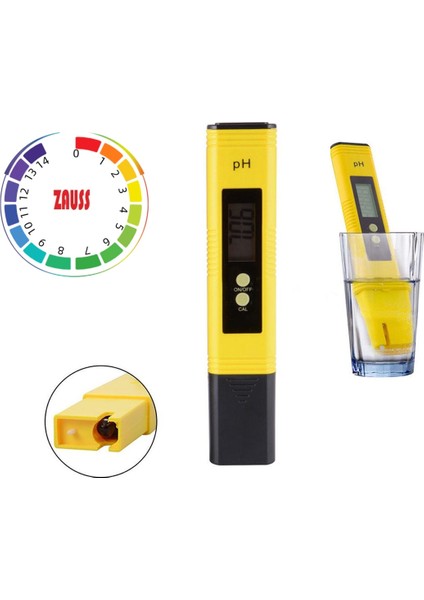 Dijital Ph Metre / 0.01 Hassasiyetinde Su Sıvı Akvaryum Ph Ölçer Pil + Kap + 2 Adet Çözelti