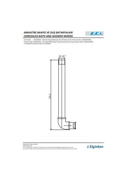 Eca Ankastre Banyo Bataryası Sıva Altı Boru Grubu 101026450