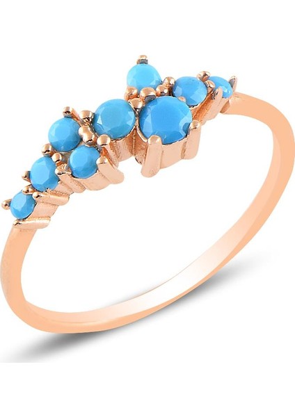 Gümüş Rose Turkuaz Taşlı Lady Gümüş Yüzük