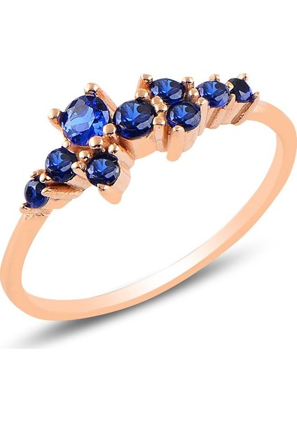 Gümüş Rose Safir Taşlı Lady Gümüş Yüzük