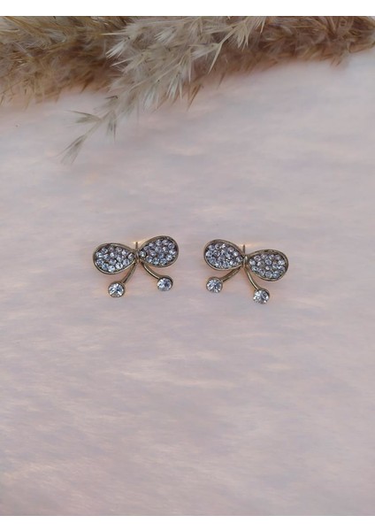Hdmarketim Kelebek Swarovski Taşlı Incili Doğa Temalı Küpe
