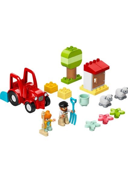 DUPLO® Town Çiftlik Traktörü ve Hayvan Bakımı 10950 Küçük Çocuklar için Oyuncak Traktör ve 2 Koyun İçeren Yaratıcı bir Oyun Seti (27 Parça)