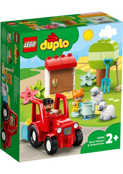 DUPLO® Town Çiftlik Traktörü ve Hayvan Bakımı 10950 Küçük Çocuklar için Oyuncak Traktör ve 2 Koyun İçeren Yaratıcı bir Oyun Seti (27 Parça)