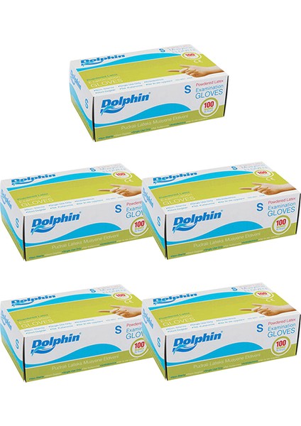 Beyaz Lateks Eldiven Pudralı (S) 100lü Paket 5 Adet