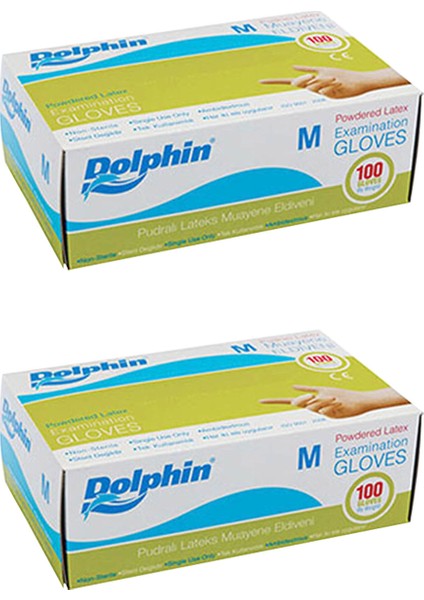 Beyaz Lateks Eldiven Pudralı (M) 100lü Paket 2 Adet