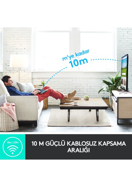 K400 Plus Dokunmatik Yüzeyli USB Bağlantılı Türkçe Q TV Klavyesi - Siyah