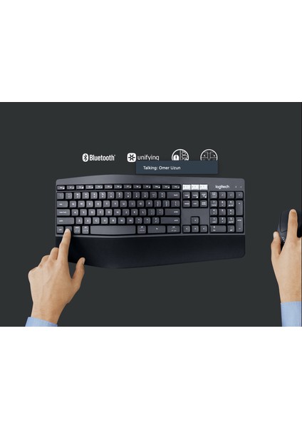 MK850 Performans Kablosuz Türkçe Klavye Mouse Seti - Siyah