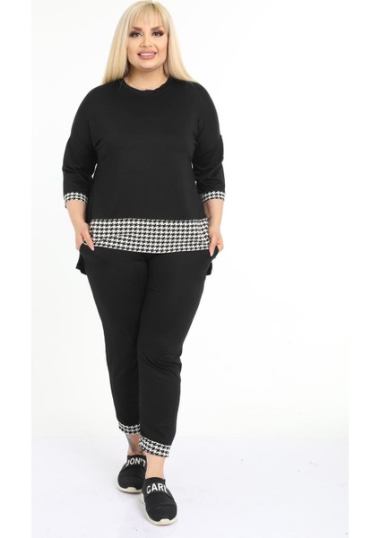 Yazlık Büyük Beden Caprili Viskon Kumaş Eşofman Takımı