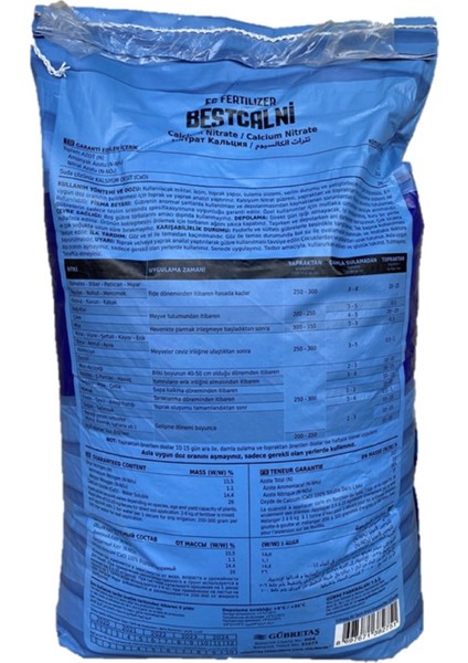 Bestcalni Meyve Sebze Çiçek Bitki Besini Suda Çözünür Toz Kalsıyum Nıtrat Gübresi 25 kg fiyatları