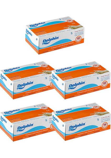 Beyaz Lateks Eldiven Pudrasız (S) 100lü Paket 5 Adet