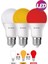 3 Renkli LED Lamba Beyaz Sarı Kırmızı 9W 1