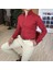 Italyan Stil Slim Fit Dik Yaka Saten Erkek Kırmızı Gömlek T4113 1