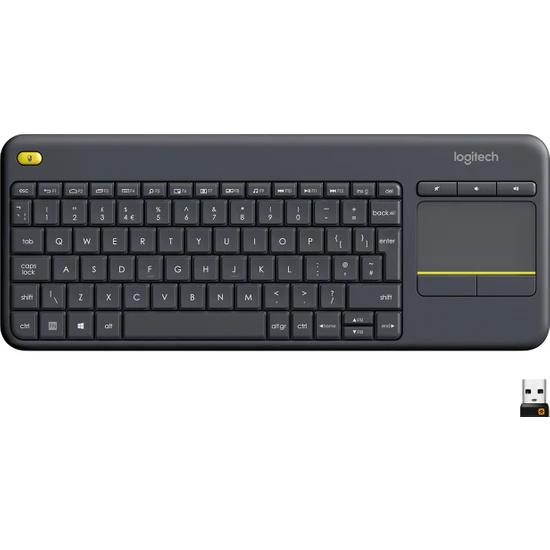 Logitech K400 Plus Dokunmatik Yüzeyli USB Bağlantılı Türkçe Q TV Klavyesi - Siyah