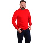 ESERIS Eser - Bisiklet Yaka Sweatshirt - Cepli - Kırmızı