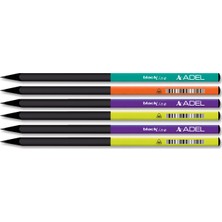 Adel Deep Üçgen Kurşun Kalem Siyah Ahşap 6'lı