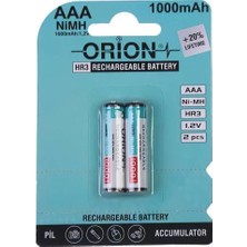 Orion Ni-Mh Aaa 1000MAH Şarjlı Ince Kalem Pil 2'li